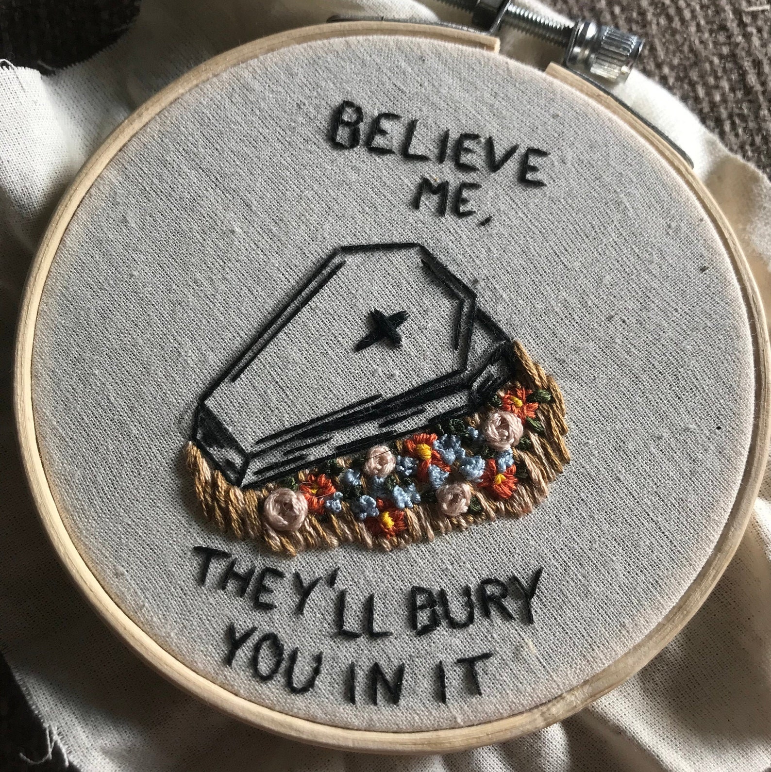 Sylvia Plath Coffin Quote Handstitched Embroidery Etsy