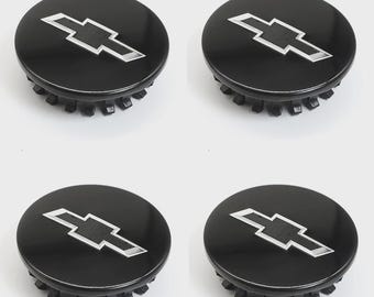 Juego de 4 tapacubos centrales cromados de 66 mm para Chevrolet, color negro, para Blazer, Traverse, Colorado y Camaro.