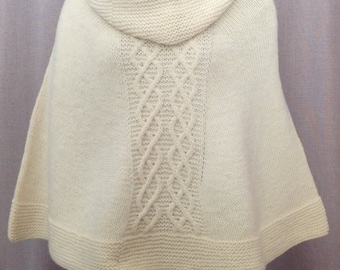 Poncho with cables and cowl neck