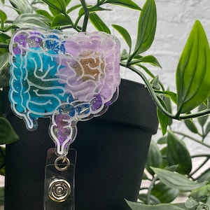 Pressed Floral Intestine Badge Reel: Retractable Nurse Gift