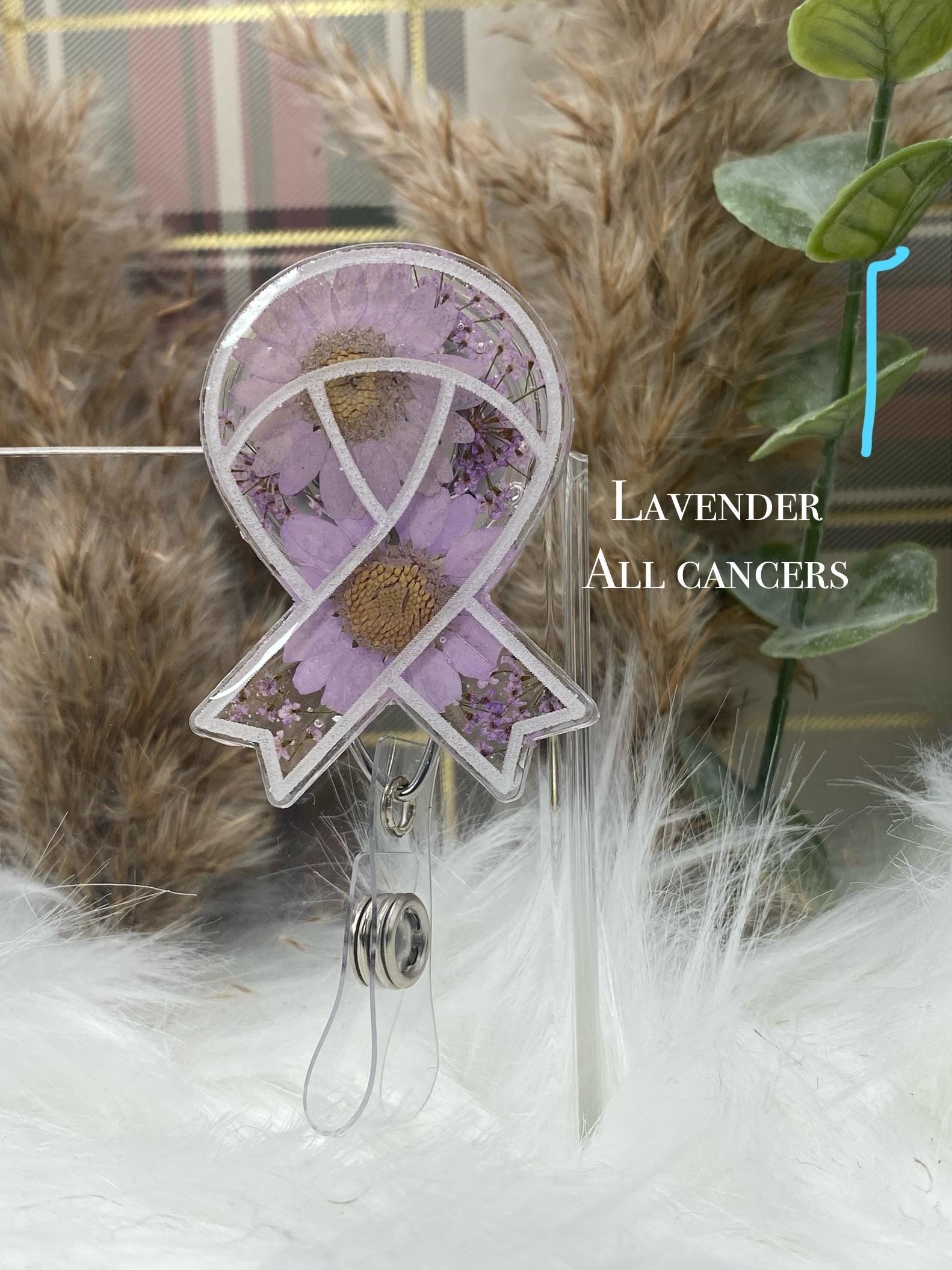 Rx Ribbons Pressed Floral Cancer Ribbon Retractable Badge Reel: Nurse Gift - Etsy