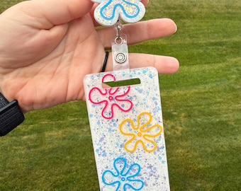 Groovy Glitter Flower Badge set: Custom badge reel