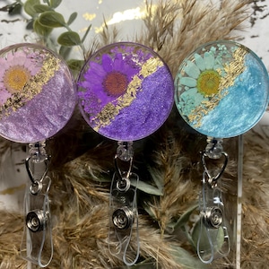 Retractable Floral Badge Reel | Nursing Badge Reel | Teacher Badge Reel | Custom Badge Reel