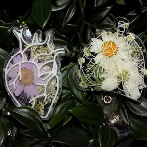 30+ Retractable Nursing Badge Reel | 30+ specialties | pressed floral | cute nurse badge reel | Respiratory | Heart | Uterus Badge Reel