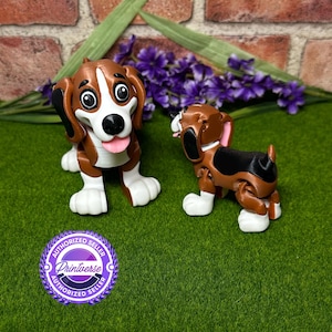 Perro Beagle articulado impreso en 3D (casa para perros opcional también)