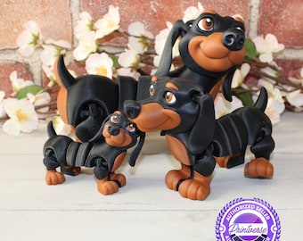 3D Printed Articulated Dachshund Dog and Optional Dog House