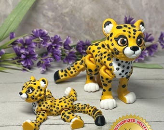 『 Yellow Leopard fam 』by Zuberi 60*60cm Sheba' Leopard print Chihuahua Dog Italian Ceramic Statue