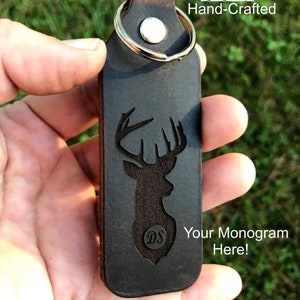 Keychain • Husband Christmas Gift • Hunting Gifts for Men • Gifts for Men • Deer Gifts • Hunting Gifts • Amish Handcrafted Leather KeyChain