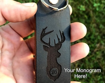 Keychain • Husband Christmas Gift • Hunting Gifts for Men • Gifts for Men • Deer Gifts • Hunting Gifts • Amish Handcrafted Leather KeyChain
