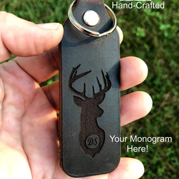 Keychain • Husband Christmas Gift • Hunting Gifts for Men • Gifts for Men • Deer Gifts • Hunting Gifts • Amish Handcrafted Leather KeyChain