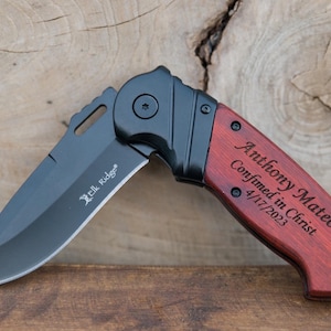 Confirmed in Christ - Personalized Engraved Pocket Knife - Gift for Godson- Unique Godfather Gift Ideas-  Godparents Proposal - Sponsor