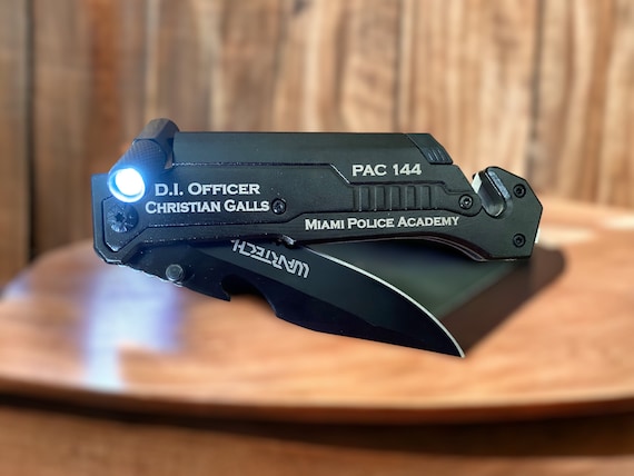 Personalized Police Officer Gift- Thin Blue Line Law Enforcement Gifts -Fathers Day Gift- Police Dad Gifts -Retired Police Gift-Pocket Knife