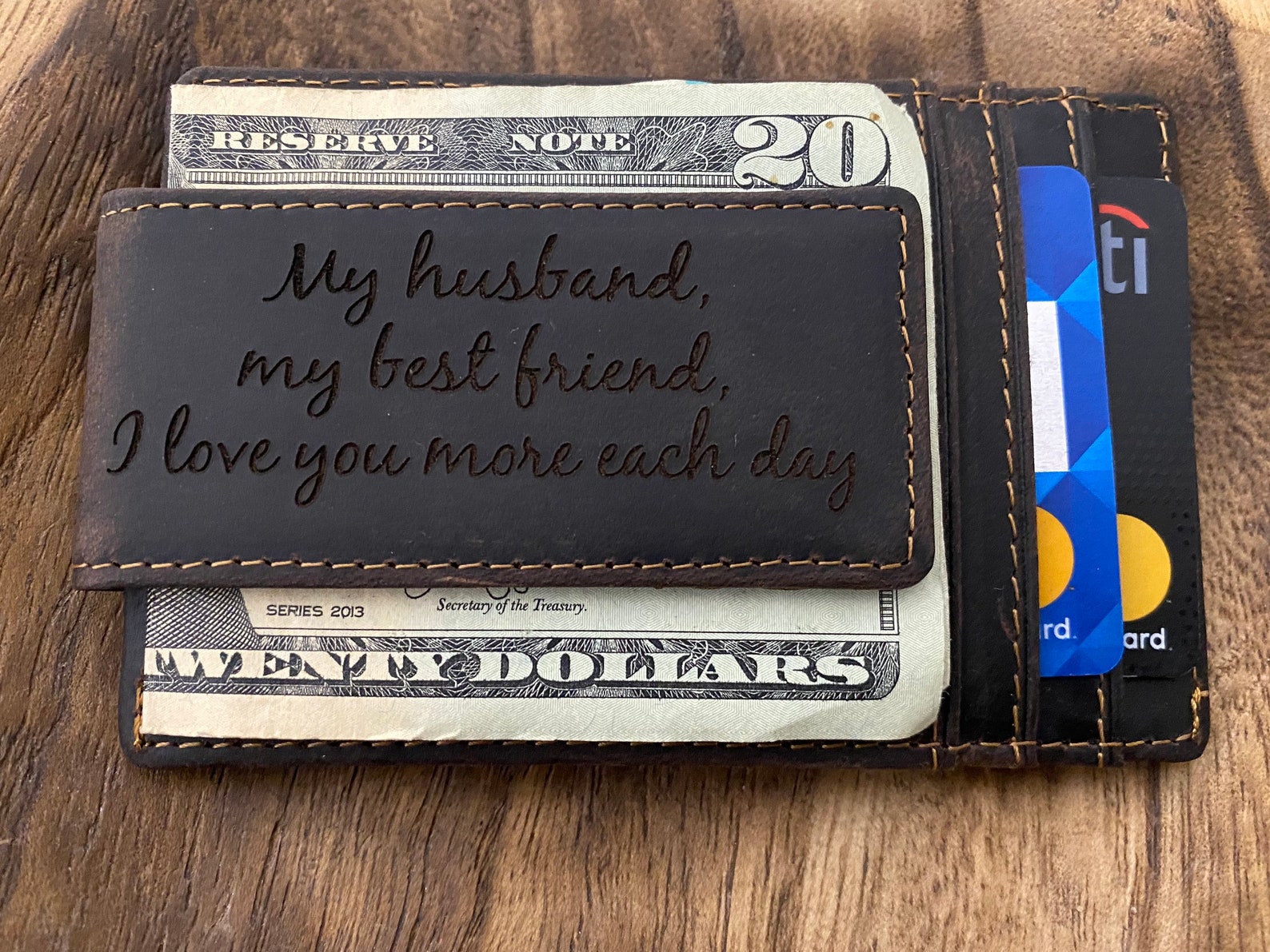Mens Leather Money Clipunique Gifts for Men Personalized Etsy