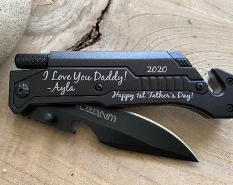 Engraved Pocket Knife for Dad-  First Fathers Day Gift- New Dad Gifts-  Gifts for Him from Wife- Gift from Kids- New Father Gifts