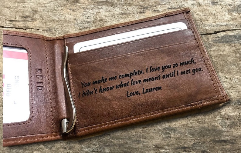 Husband Anniversary Gift • Leather Wallets for Men • Boyfriend Gift Personalized •  Anniversary Gifts for Men • RFID Blocking Slim Wallet 