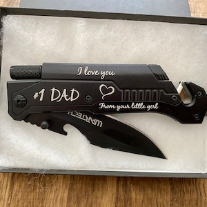 Dad Gifts from Daughter, For Dad from Son,  Birthday Gift for Daddy, Father, Stepfather, Papa, Pops, Always your Little Girl, Engraved Knife