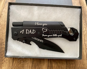 Dad Gifts from Daughter, For Dad from Son,  Birthday Gift for Daddy, Father, Stepfather, Papa, Pops, Always your Little Girl, Engraved Knife