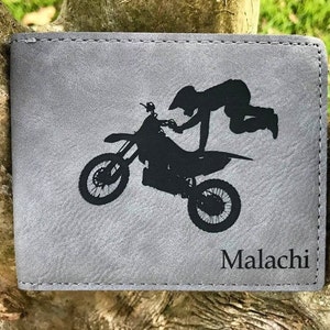 Regalos de motocross • Billetera personalizada para hijo • Regalo para hijo de mamá • Regalo para novio • Regalo para adolescente • Regalos deportivos • Bicicleta BMX • Cuero sintético