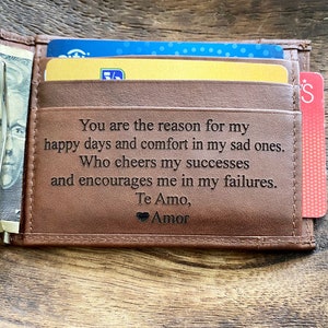 Cartera de hombre personalizada • Cartera personalizada • Cartera de cuero personalizada • Cartera de hombre personalizada • Grabado • Clip para billetes de dos pliegues
