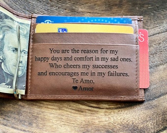 Personalized Mens Wallet • Personalized Wallet • Personalized Leather Wallet • Personalized Wallet for Men • Engraved • Bi-Fold Money Clip