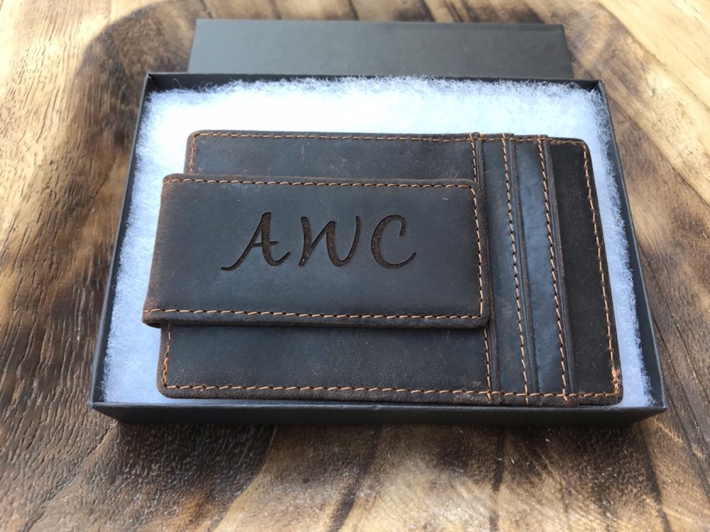 Unique Gifts for Him Cowhide Leather Money Clip for Men Personalized …