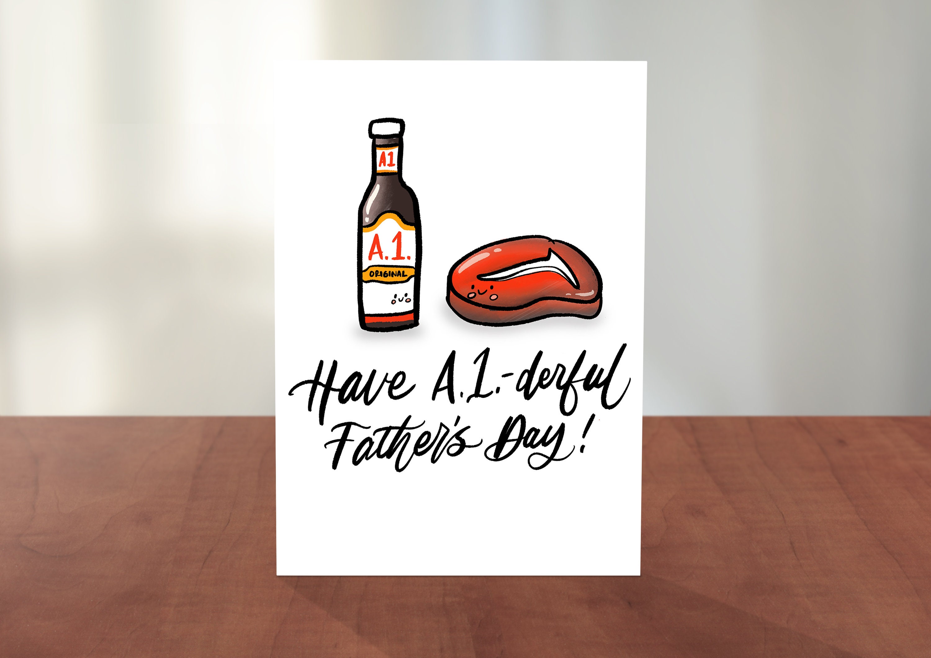Have A1derful Father's Day Steak Meatlover Dad Pun Card Etsy