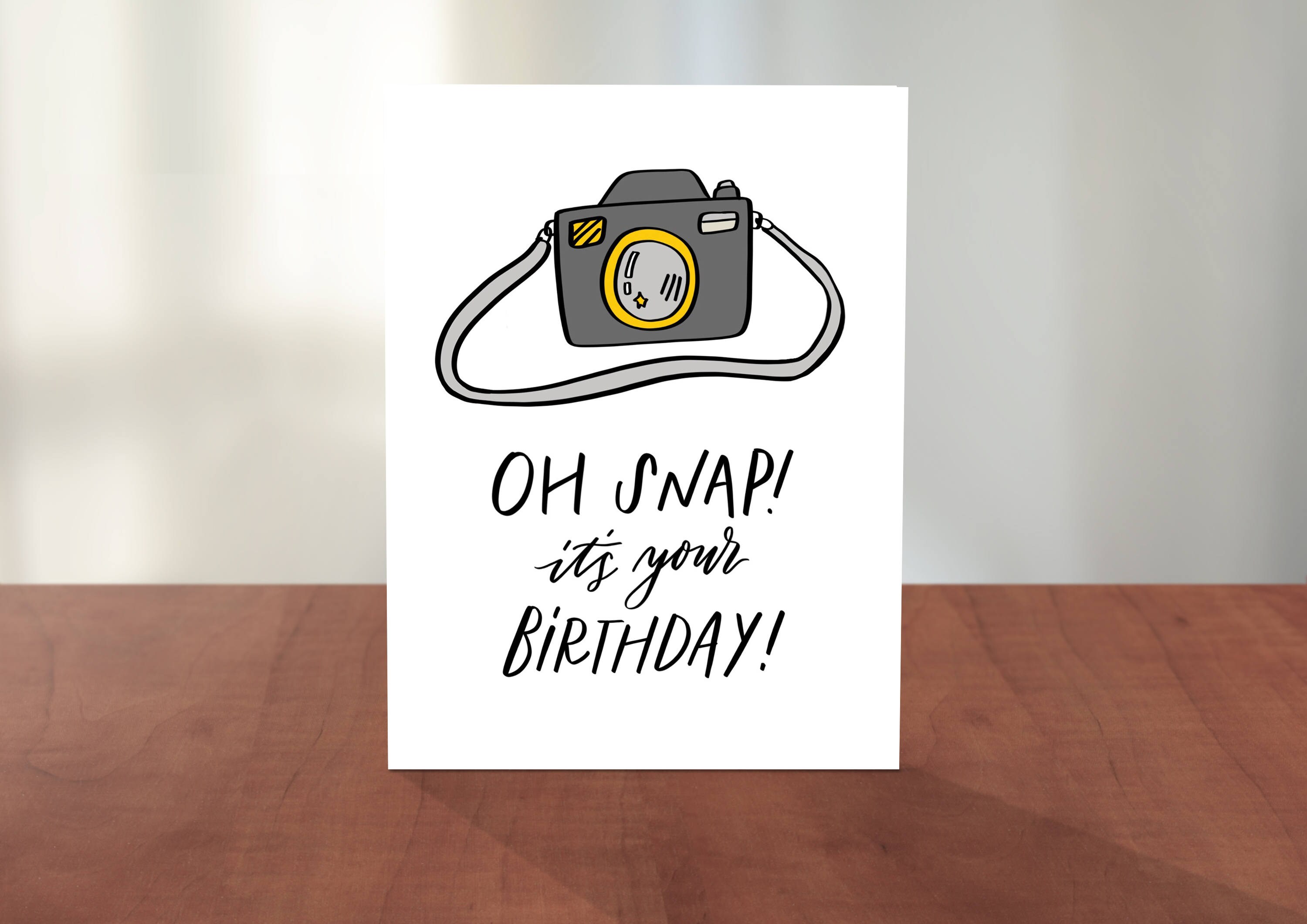 Happy Birthday Camera Hand Lettered Calligraphy Illustrated Etsy