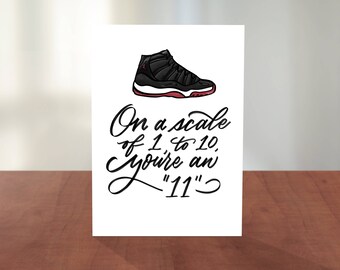 Jord an 11 Black and Red Hand Lettered and Illustrated Valentine's Day Card for Husband, Wife, Boyfriend, Girlfriend, Couples Kanye