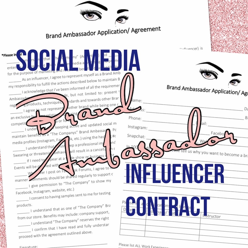 Social Media Brand Ambassador Contract PDF Digital document Etsy