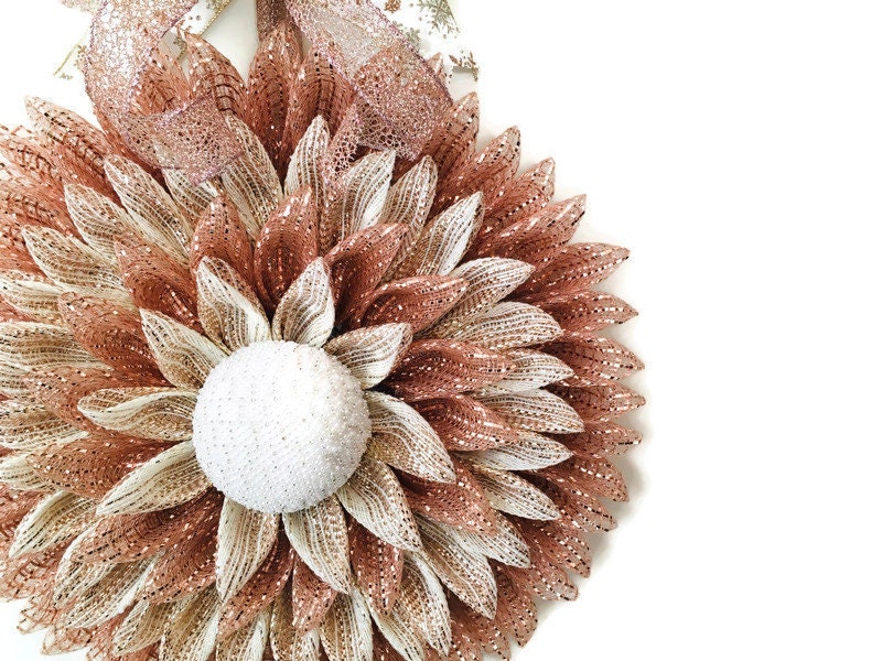 Rose/gold Flower Wreath for Front Door Anytime Porch Decor Etsy