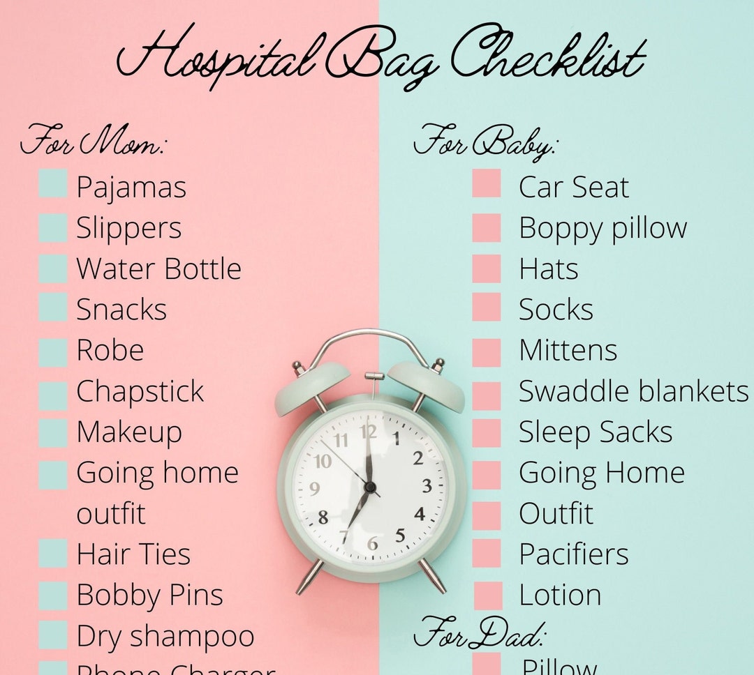 Hospital Checklist for Mom Baby and Dad - Etsy Hospital Checklist for Mom Baby and Dad - Etsy