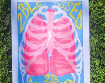 2 Välsignad 2B Deprimerad, LE Tidal Volume Risograph Print