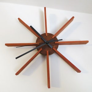 Mid-Century Modern Walnut and Red Cedar Wood Wall Clock