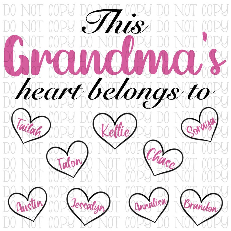 This Grandma's Heart Belongs to Heart Names  Etsy
