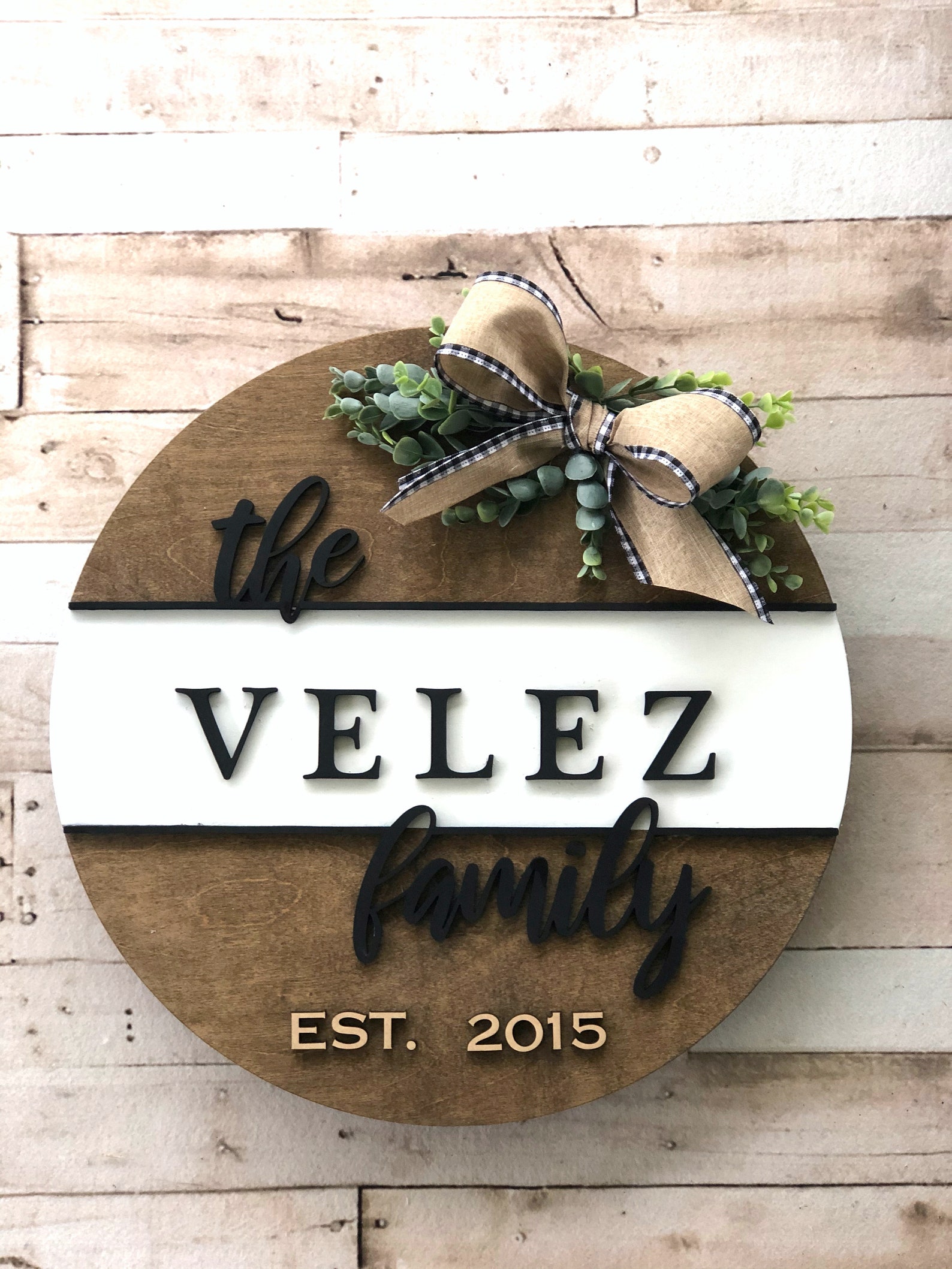 3D Wood and Last Name Sign sign Round Etsy