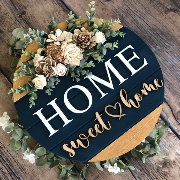 Front Door Decor  Front Door Wreath Welcome To Our Home Front Door Sign | Front Door Hanger | Year Round Wreath | Home Decor Last name sign