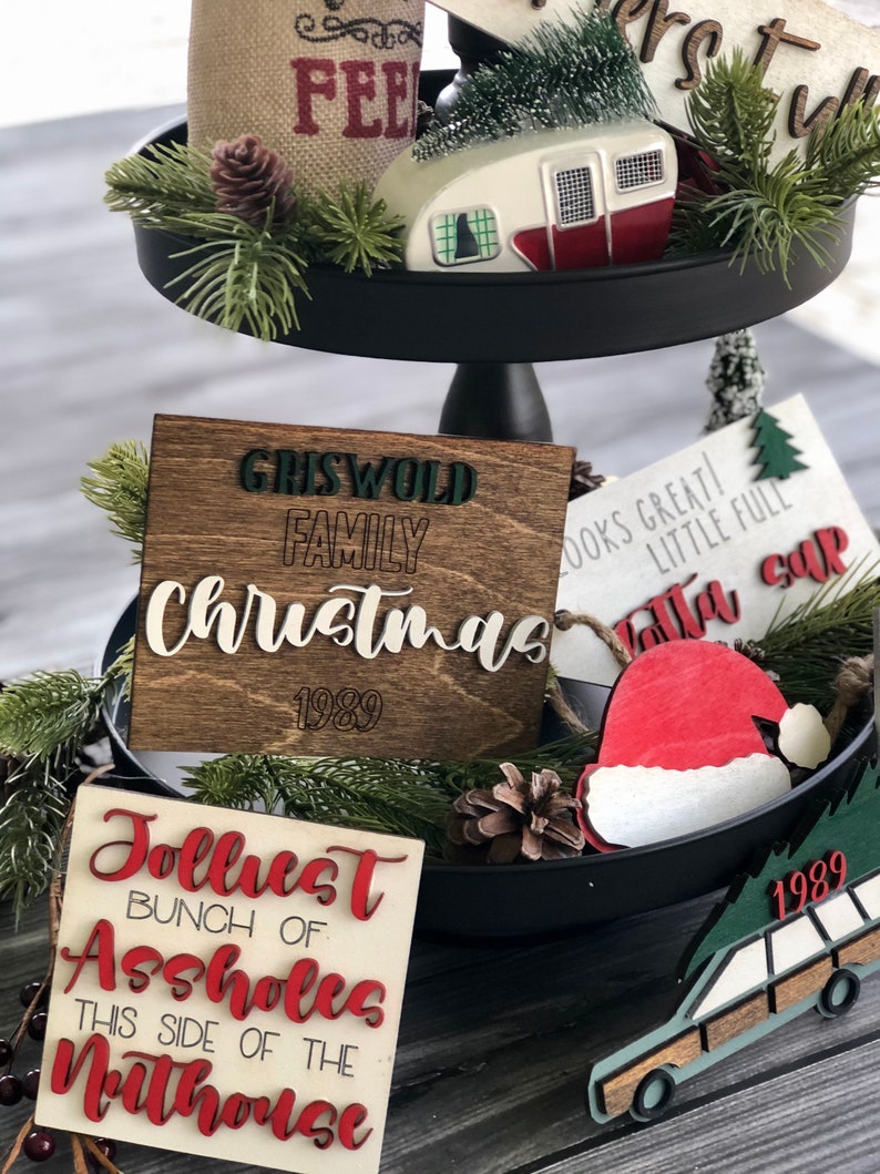 Christmas Vacation Holiday Decor funny Tiered Tray Decor Etsy