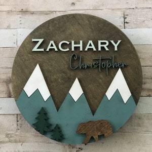 3D Personalized Nursery Wood Sign- Woodland theme- rustic