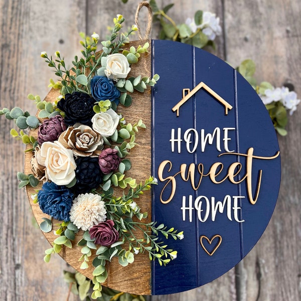 Home Sweet Home Door Hanger: Pale Sage Green Welcome Sign