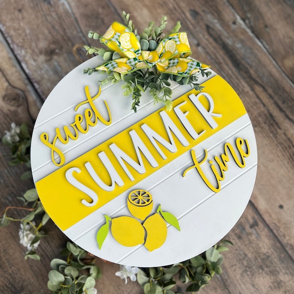 Summer Front Door Decor | Sweet Summertime | Summer Door Hanger | Summer Wreath | Summer Door Wreath | Summer Porch Decor Summer Sign Lemon
