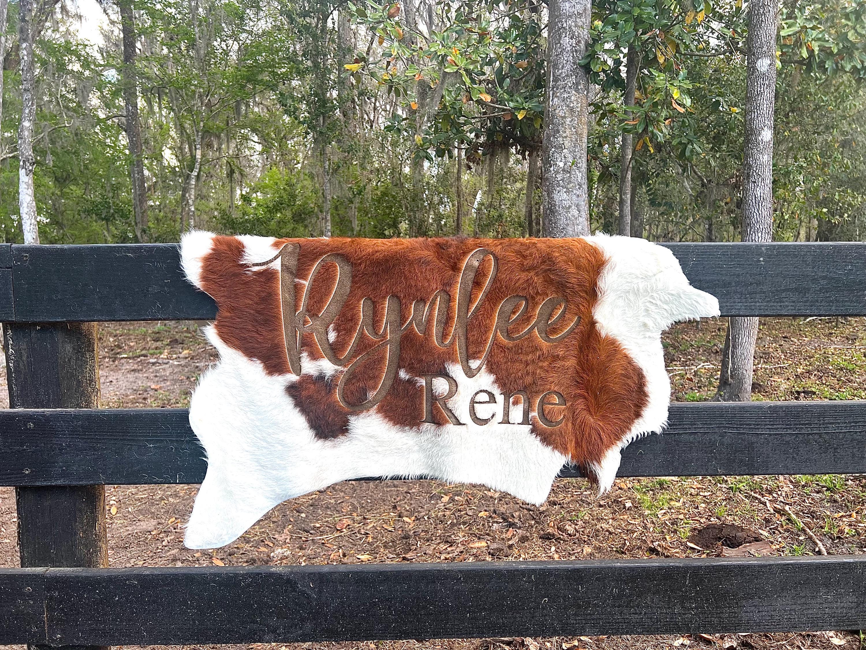 Engraved Cow hide, branded cow hide, personalized cow hide, highland, wedding gift, housewarming gift, nursery sign, logo