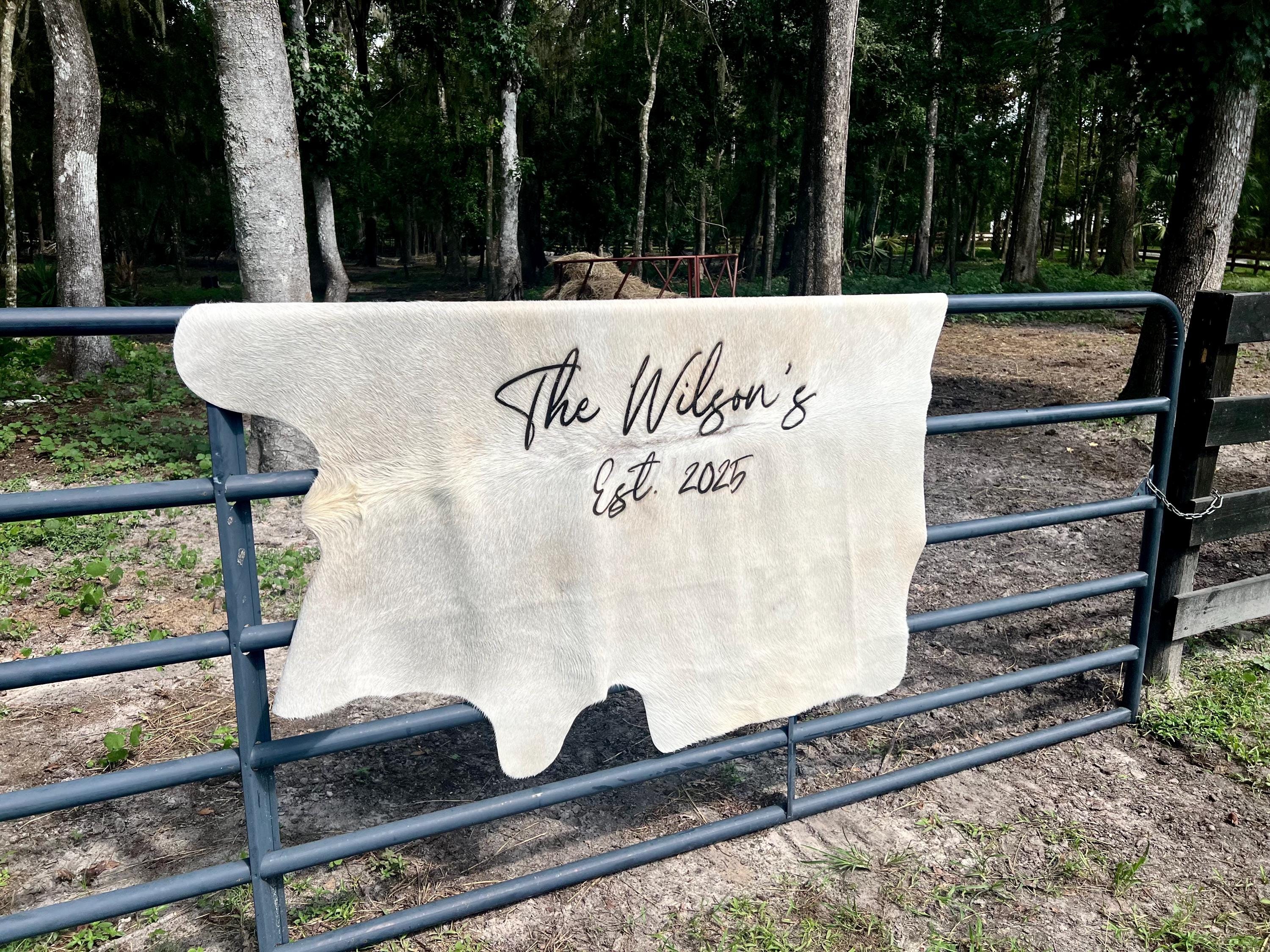 Branded Cattle Rug Engraved Cowhide Rug: Personalized Wedding Decor, Branded Logo, Branded ...