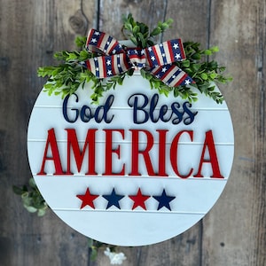 Fourth of July Front Door Decor Front Door Wreath Happy 4th Of July Fourth of July Decor Fourth Of July Wreath Door Wreath God Bless America