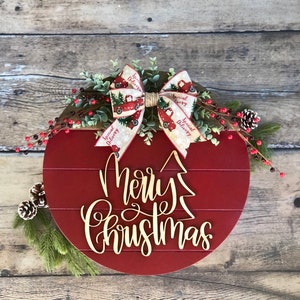 Christmas Front Door Decor | Merry Christmas | Christmas Wreath | Christmas Decor | Christmas Door Hanger | Christmas Door Sign farmhouse