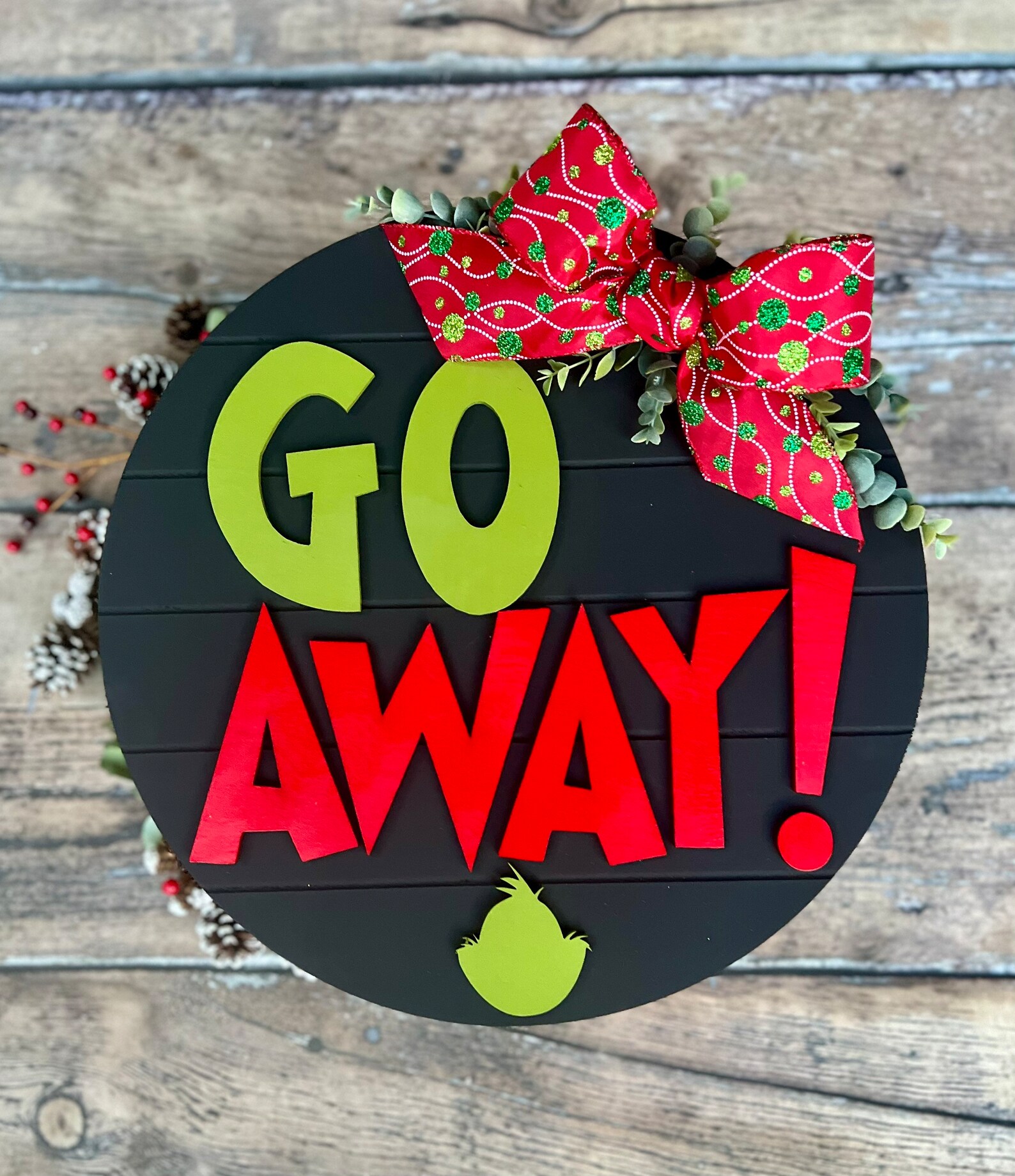 3D GO AWAY Green Monster Sign Front Door Sign Sign Etsy
