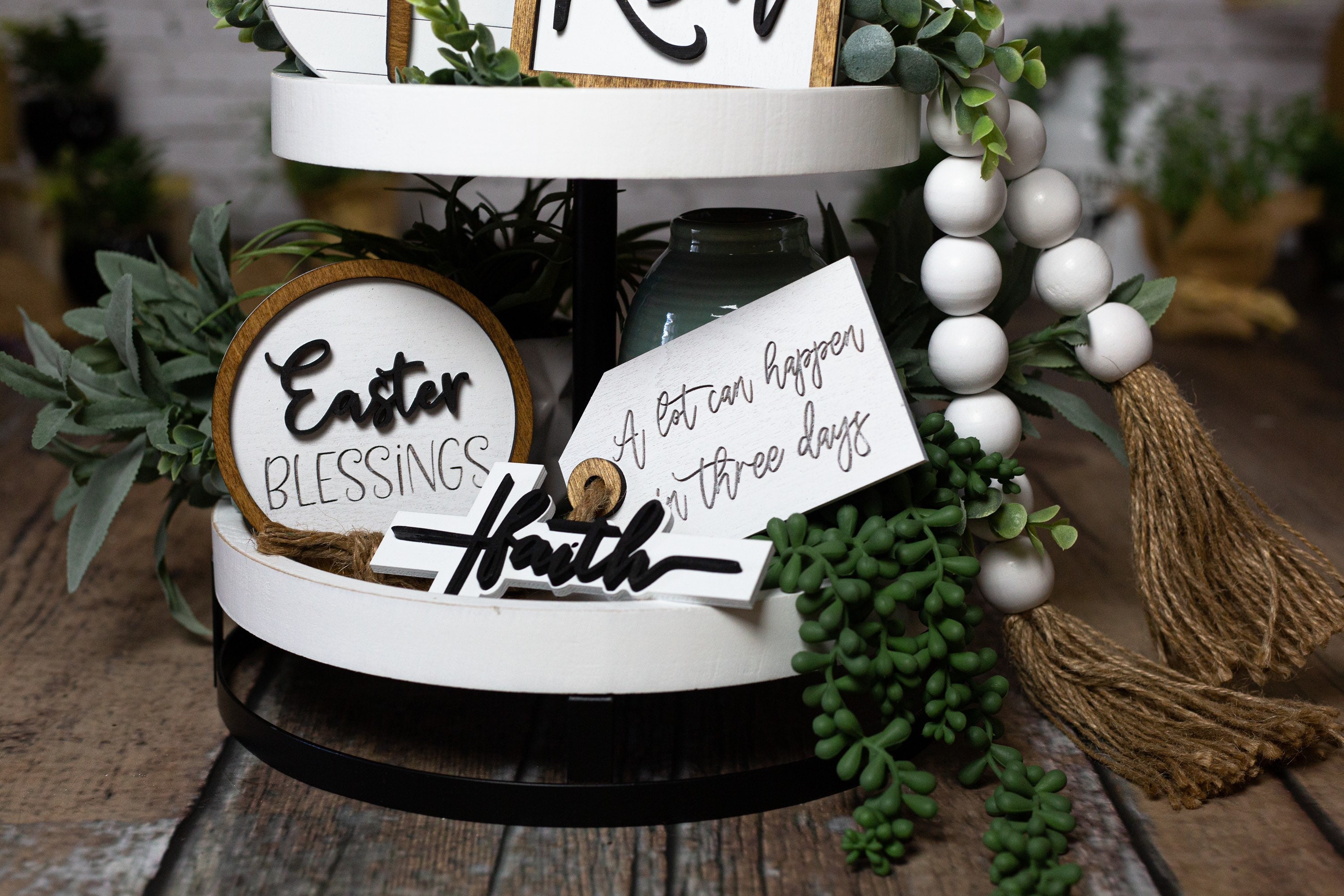 He is Risen Tier tray set, Easter tier tray set, Easter tier tray decor