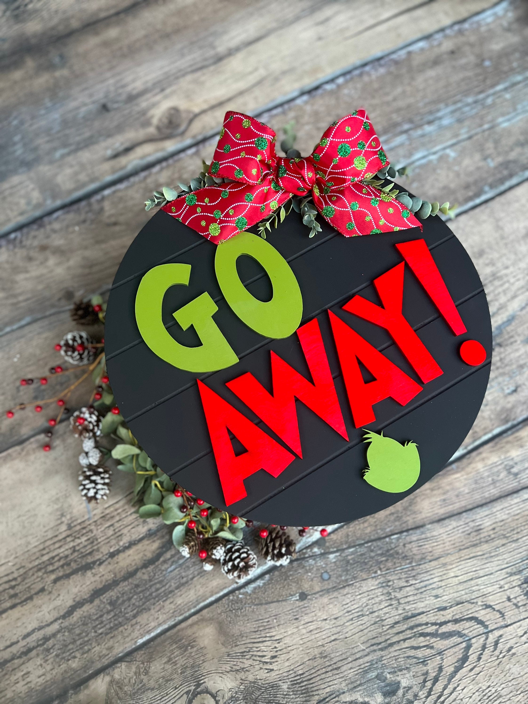 3D GO AWAY Green Monster Sign Front Door Sign Sign Etsy