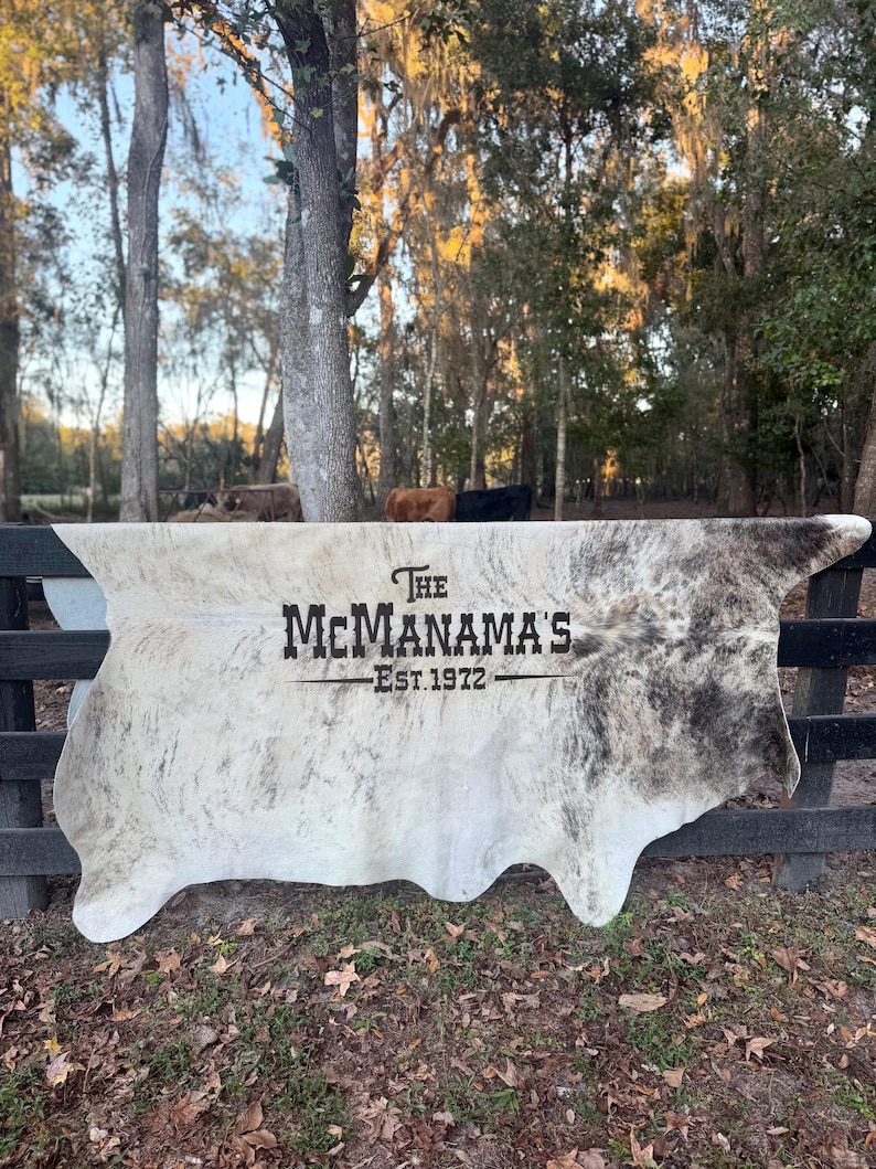 Branded Cattle Rug Engraved Cowhide Rug: Personalized Wedding Decor, Branded Logo, Branded ...