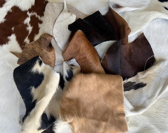 Genuine Cowhide scraps, cowhide scraps for crafts, assorted cowhide scraps
