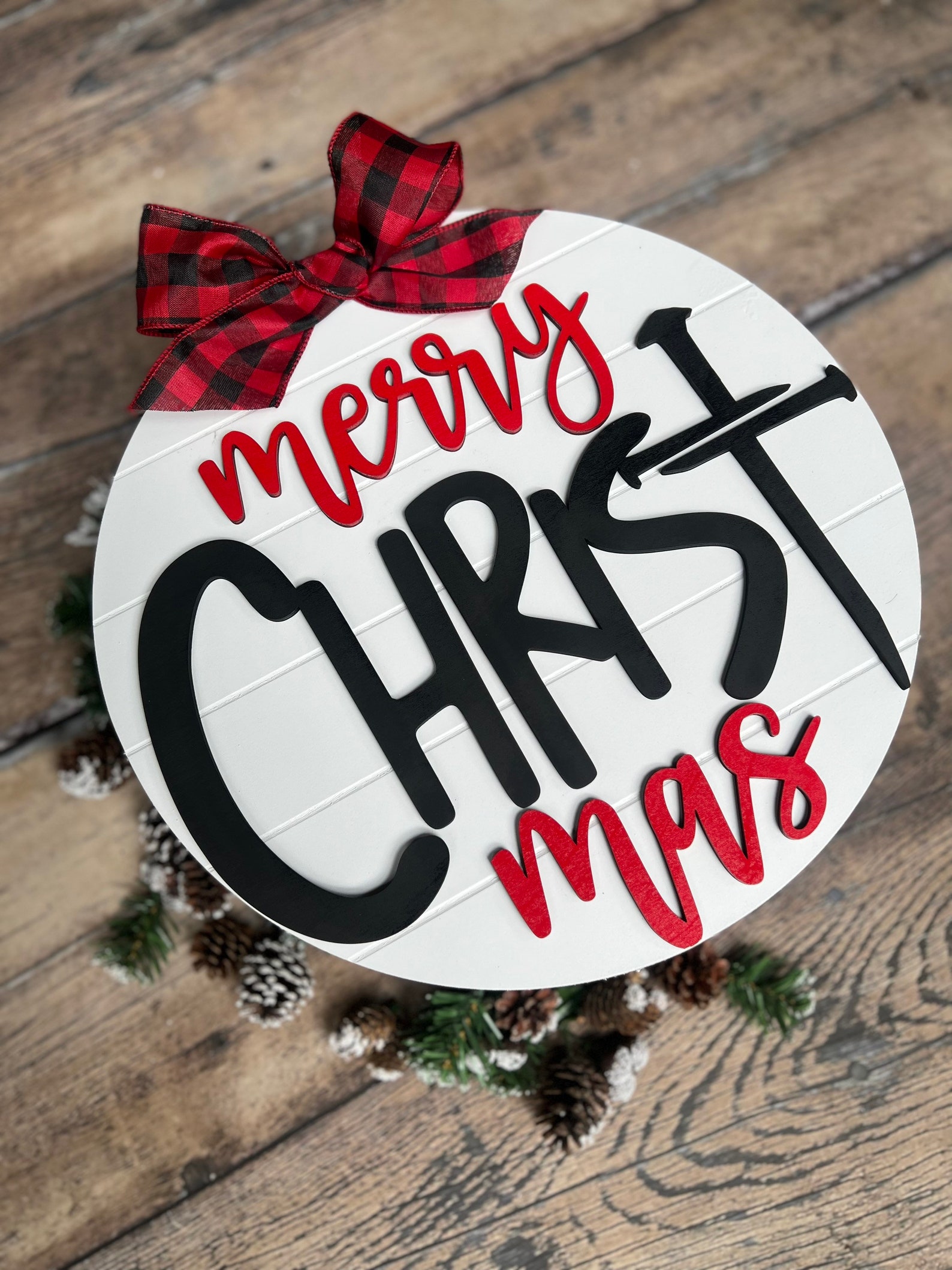 3D Merry Christ Mas Door Hanger Christ Door Hanger Religious Etsy